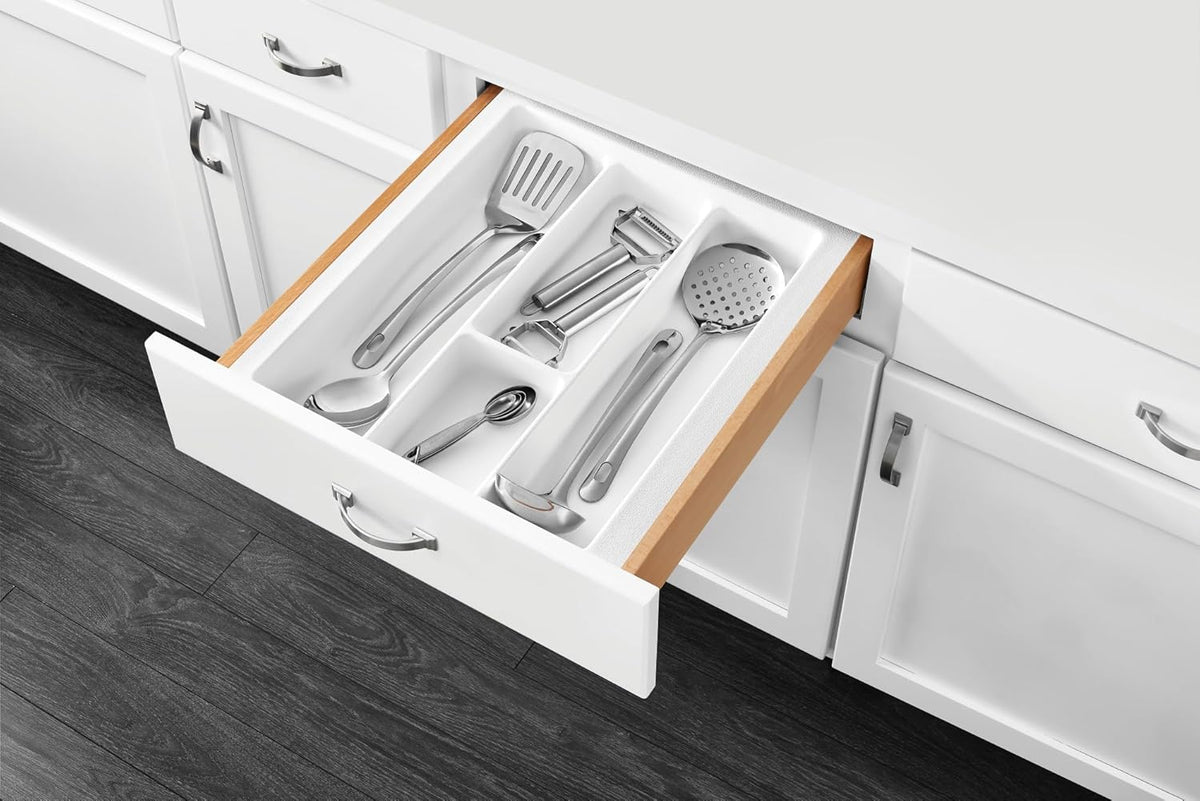 Rev-A-Shelf UT-15W-52 Large White Polymer Utility Tray Drawer Insert, 21.25"D x 17.5"W x 2.38"H