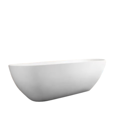 Moray 69 in. x 30 in. Solid Surface Stone Resin Flatbottom Freestanding Double Slipper Soaking Bathtub in Matte White