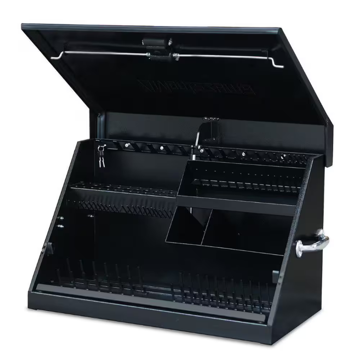 31 in. W x 15 in. D Portable Triangle Top Tool Chest for Sockets, Wrenches and Screwdrivers in Black Powder Coat