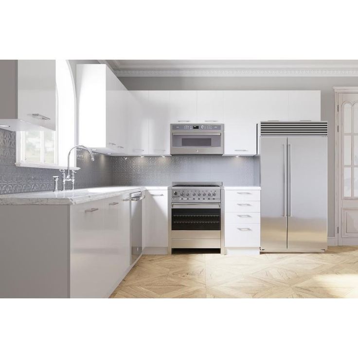 Cambridge 36-in W x 24-in H x 24-in D Glossy White Engineered Wood Door Wall Stock Cabinet
