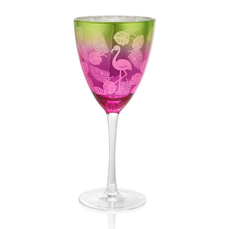 Flamingo Tropics 14 oz. 4-Piece Goblet Set