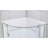 Glamour 34 in. x 76.40 in. Corner Drain Corner Shower Kit in Satin Nickel and White - Super Arbor