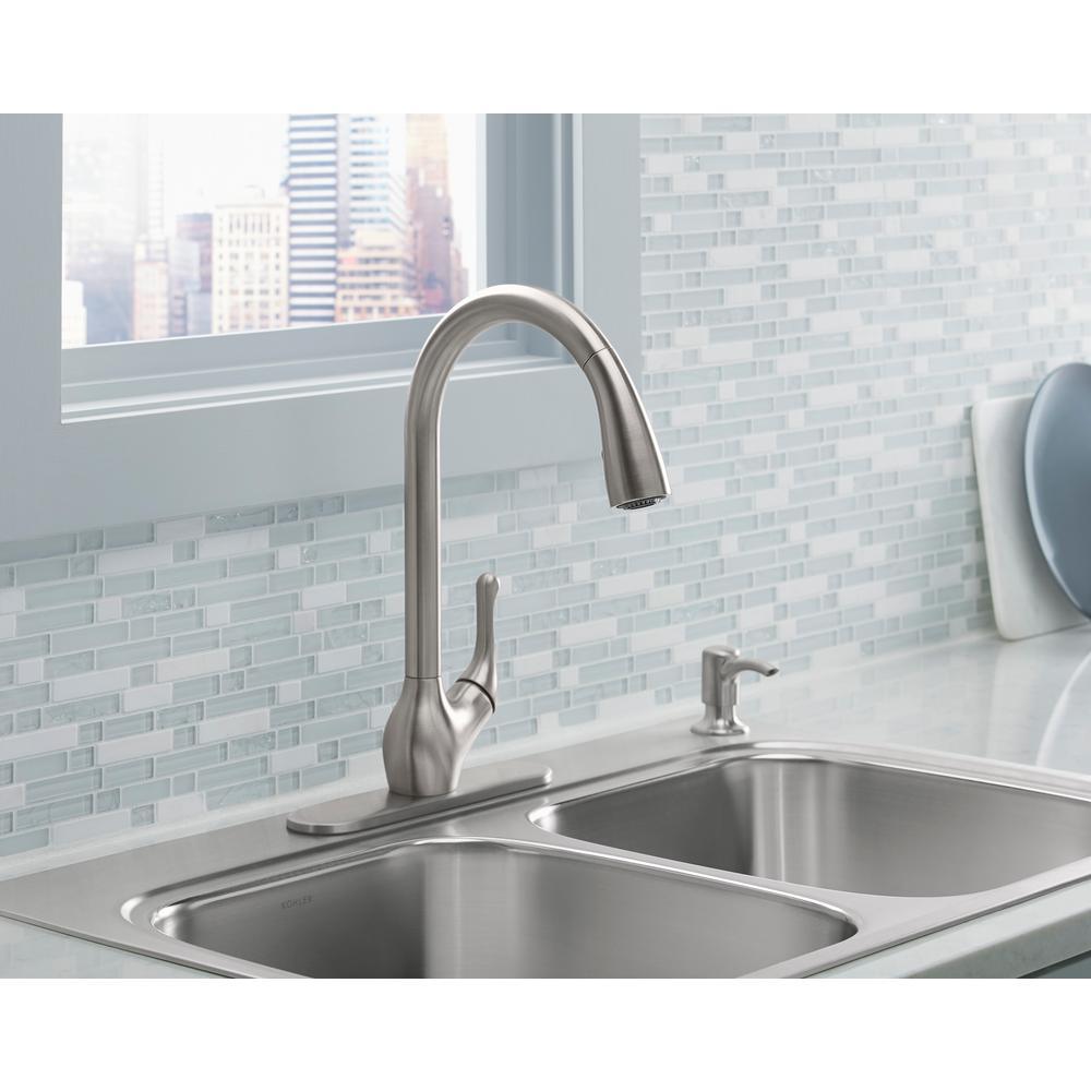 Barossa with Response Touchless Technology Single-Handle Pull-Down Sprayer Kitchen Faucet in Vibrant Stainless - Super Arbor