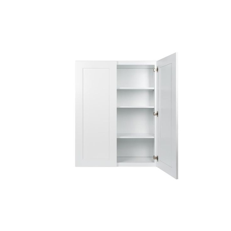 Ready to Assemble 33x42x12 in. Shaker Double Door Wall Cabinet 3-Shelf in White