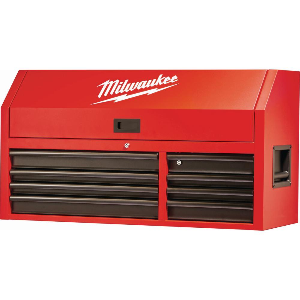 46 in. 8-Drawer Steel Storage Top Chest in Red and Black - Super Arbor