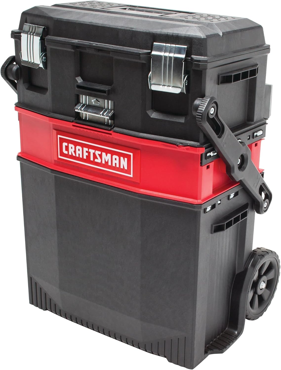 CRAFTSMAN 22-in Multi-Level Rolling Tool Box with Wheels, Black/Red, Lockable, CMST20880