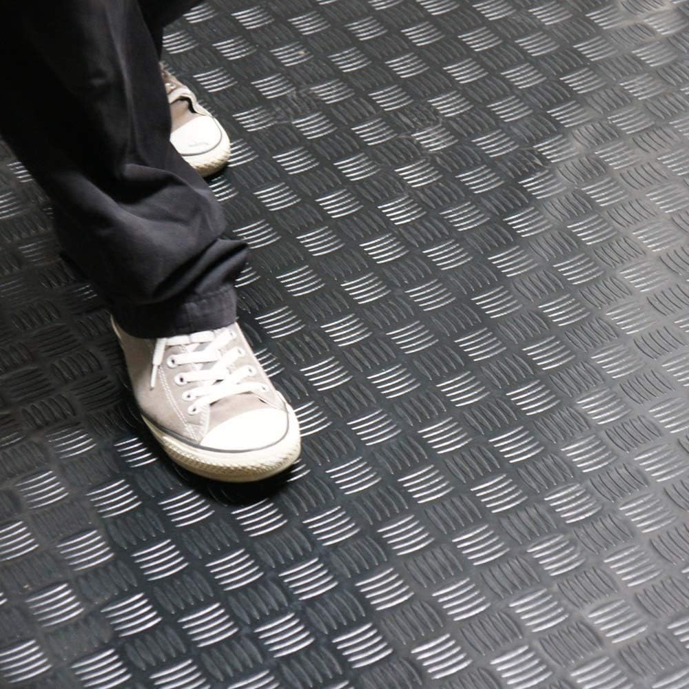 Rubber-Cal "Diamond-Grip" 4 ft. x 30 ft. Black Commercial PVC Flooring