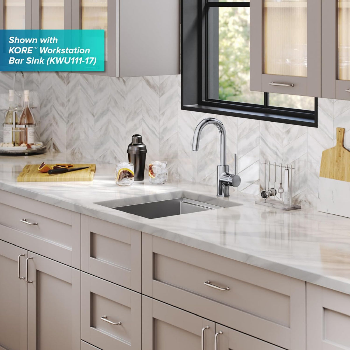 KRAUS Oletto Single Handle Bar Kitchen Faucet, Chrome, KPF-2600CH