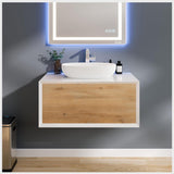 Eviva Santa Monica 36 in. W x 22 in. D x 16 in. H Wall-Mount Single Bath Vanity in White with White Vessel Sink