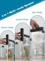 JOOM Black Kitchen Faucet with Pull Down Sprayer, Waterfall Design, Stainless Steel