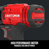 CRAFTSMAN V20 Cordless Drill/Driver Kit, 1/2 in., Battery & Charger Included (CMCD700C1)