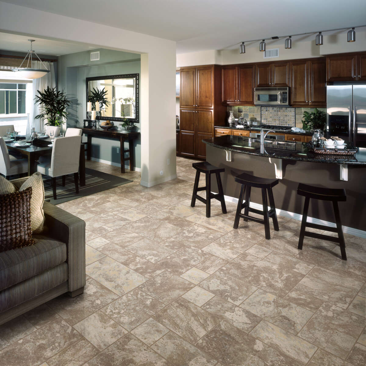 Congoleum AirStep Evolution Terrace Sheet Vinyl, 12-ft W, Cut-to-Length, Corn Silk Stone Look, Low-Gloss Finish