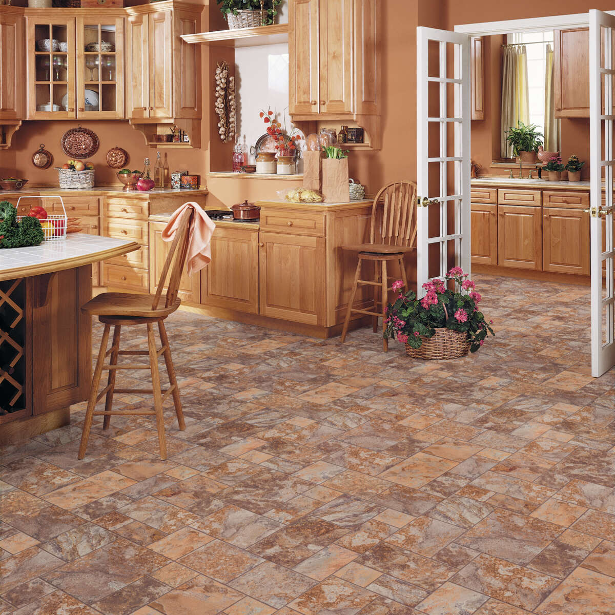 Congoleum AirStep Evolution Terrace Sheet Vinyl, Autumn Glow, 12-ft W, Cut-to-Length, Stone Look, Low-Gloss Finish
