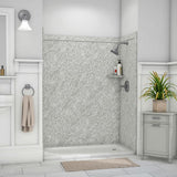 Royale 36 in. x 60 in. x 80 in. 11-Piece Easy Up Adhesive Alcove Bathtub/Shower Wall Surround in Calacatta White - Super Arbor