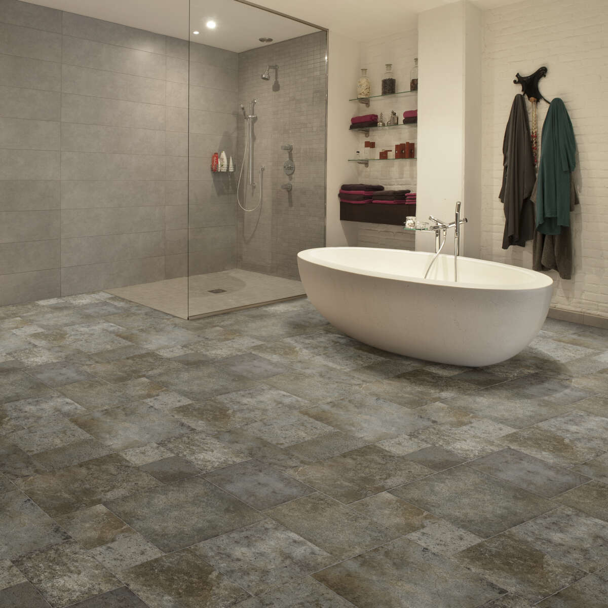 Congoleum AirStep Evolution Pathways Finger Lakes Trail Sheet Vinyl, 12-ft W, Low-Gloss Stone Look, Cut-to-Length