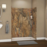 Royale 36 in. x 60 in. x 80 in. 11-Piece Easy Up Adhesive Alcove Bathtub/Shower Wall Surround in Calacatta White - Super Arbor