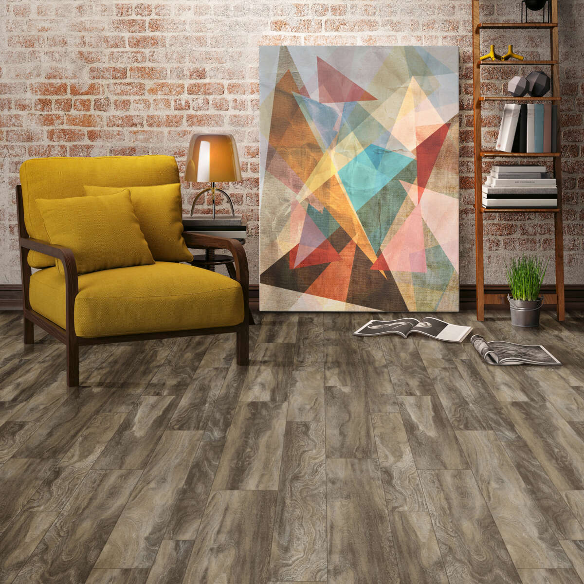 Congoleum AirStep Evolution Acacia Sheet Vinyl, 12-ft W, Cut-to-Length, Millstone Gray, Low-Gloss Wood Look