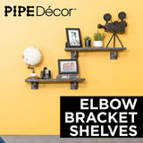 1/2 in. Black Pipe 5.75 in. L Wall Mounted Square Flange Shelf Bracket Kit (4-Pack)