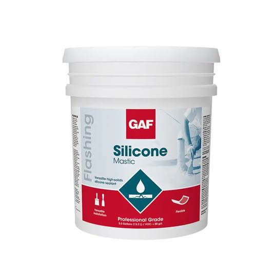 GAF Silicone Mastic, White — 3.5 Gallon Pail