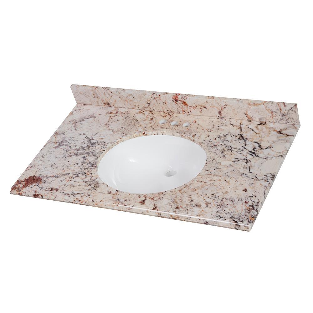 31 in. x 22 in. Stone Effects Vanity Top in Cascade with White Sink - Super Arbor