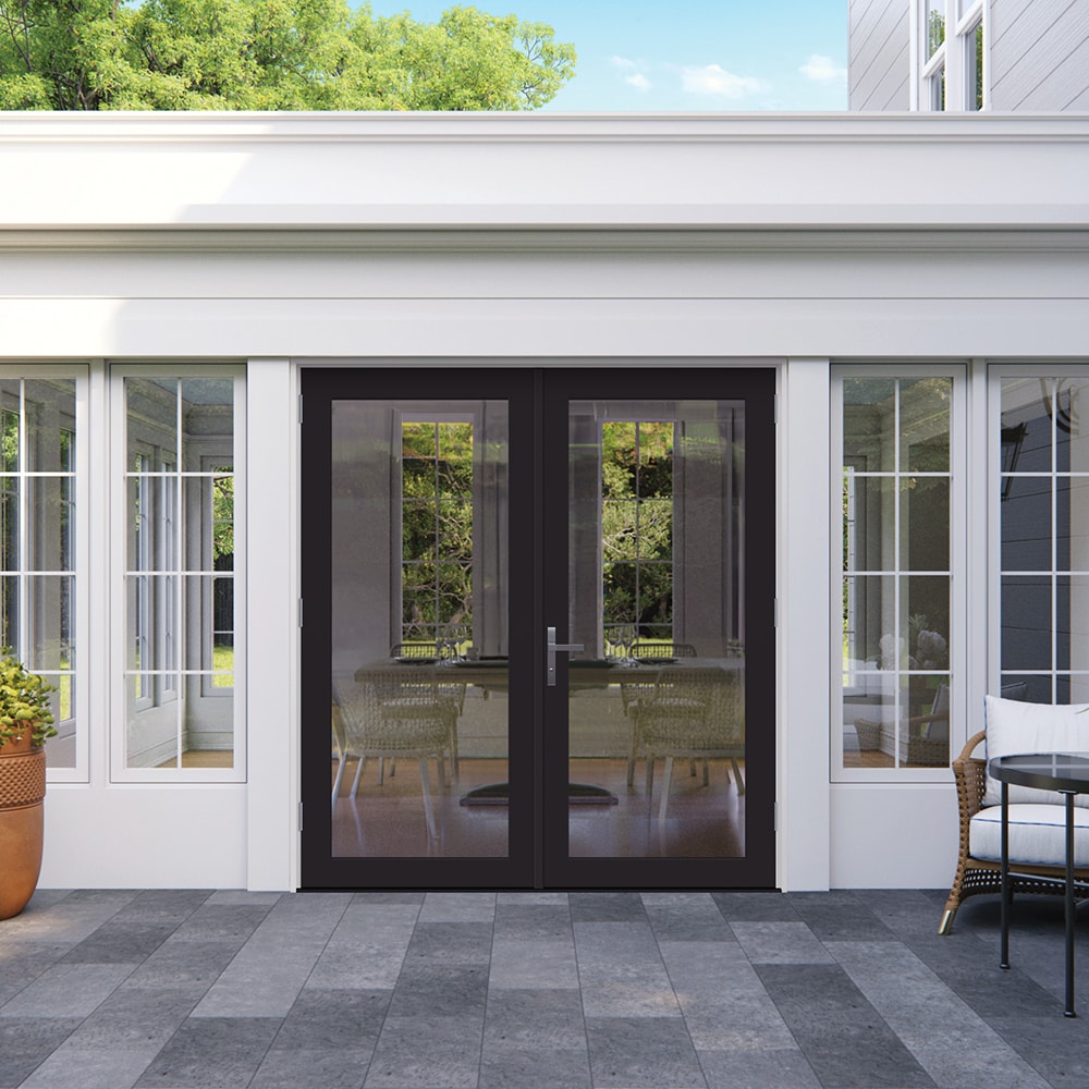 JELD-WEN 72-in x 80-in Fiberglass French, Left-hand outswing – installed room view