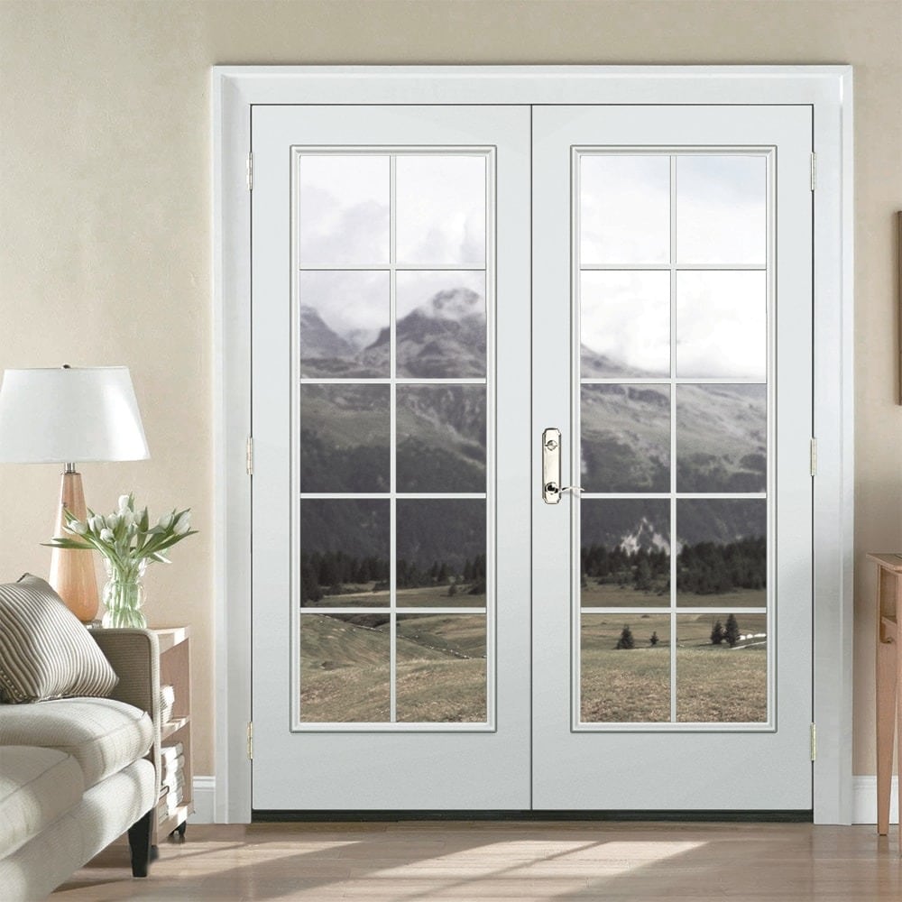 JELD-WEN 72-in x 80-in Steel French, Left-hand inswing – installed room view