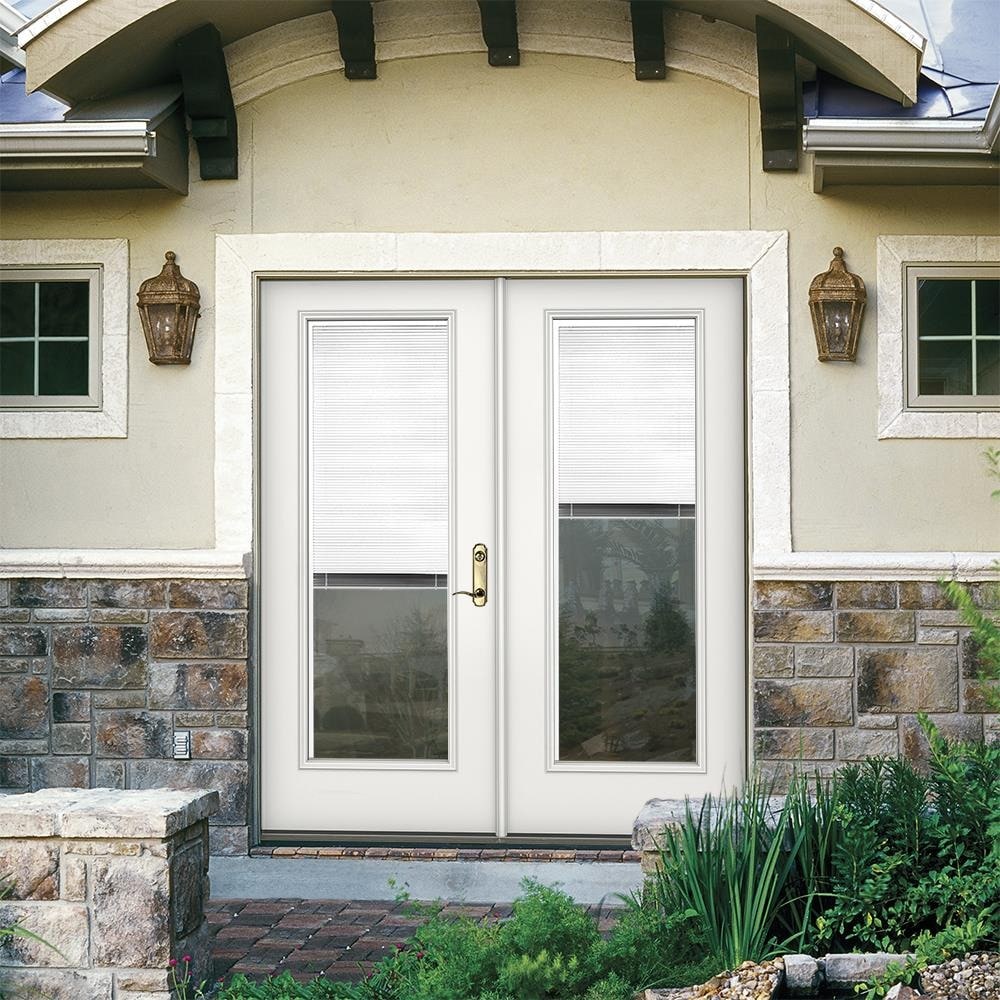 JELD-WEN 72-in x 80-in Fiberglass French, Left-hand inswing – installed room view