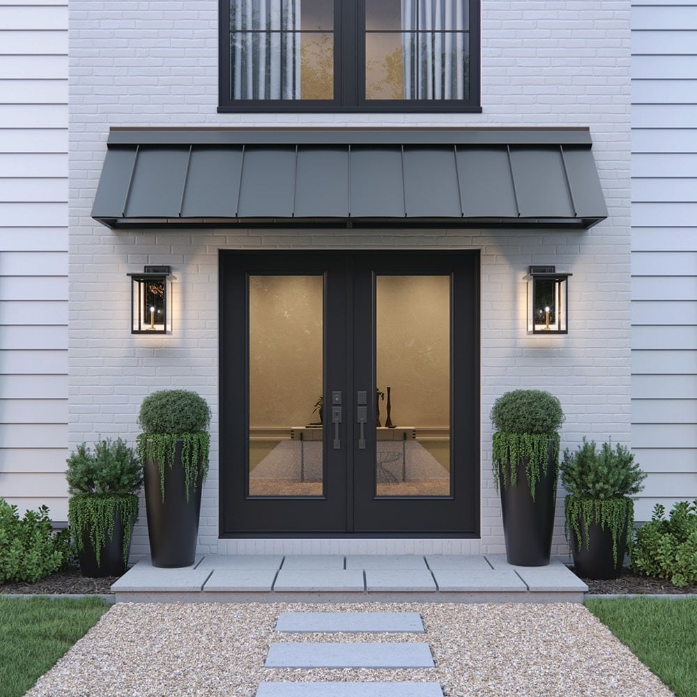 JELD-WEN 72-in x 80-in Steel French, Left-hand inswing – installed room view