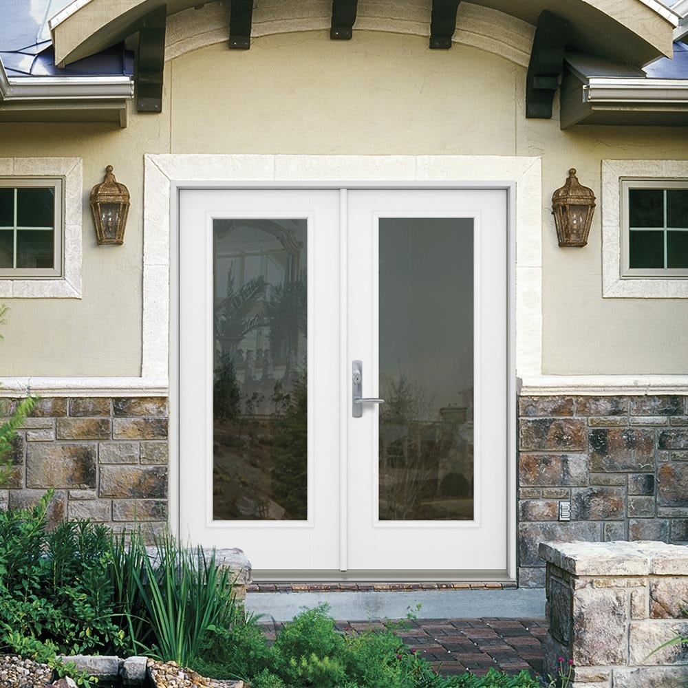 JELD-WEN 72-in x 80-in Fiberglass French, Right-hand inswing – installed room view