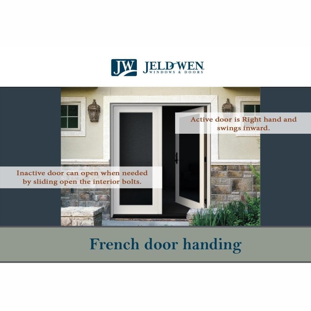 JELD-WEN 72-in x 80-in Fiberglass French, Right-hand inswing – feature callout