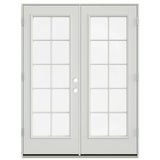 JELD-WEN 60-in x 80-in 4-9/16-in Jamb Low‑E External Grilles Primed Steel French Right-Hand Inswing Double Patio Door