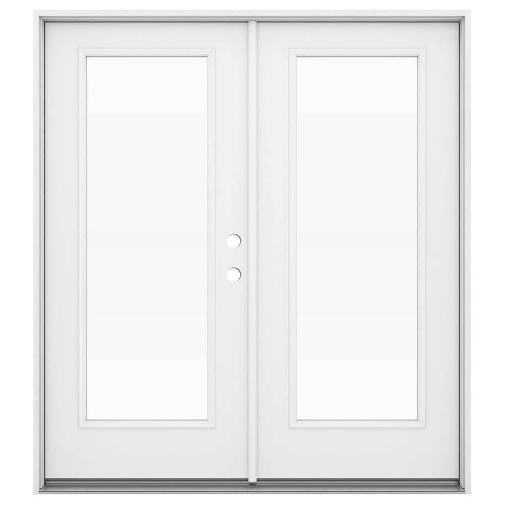 JELD-WEN 72-in x 80-in 4-9/16-in Low-E Primed Steel French Left-Hand Inswing Double Patio Door