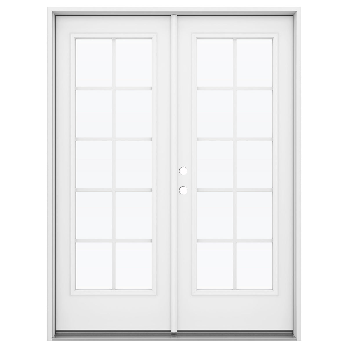 JELD-WEN 60-in x 80-in 4-9/16-in Jamb Low‑E External Grilles Primed Steel French Right-Hand Inswing Double Patio Door