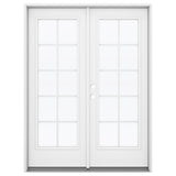 JELD-WEN 60-in x 80-in 4-9/16-in Jamb Low‑E External Grilles Primed Steel French Right-Hand Inswing Double Patio Door