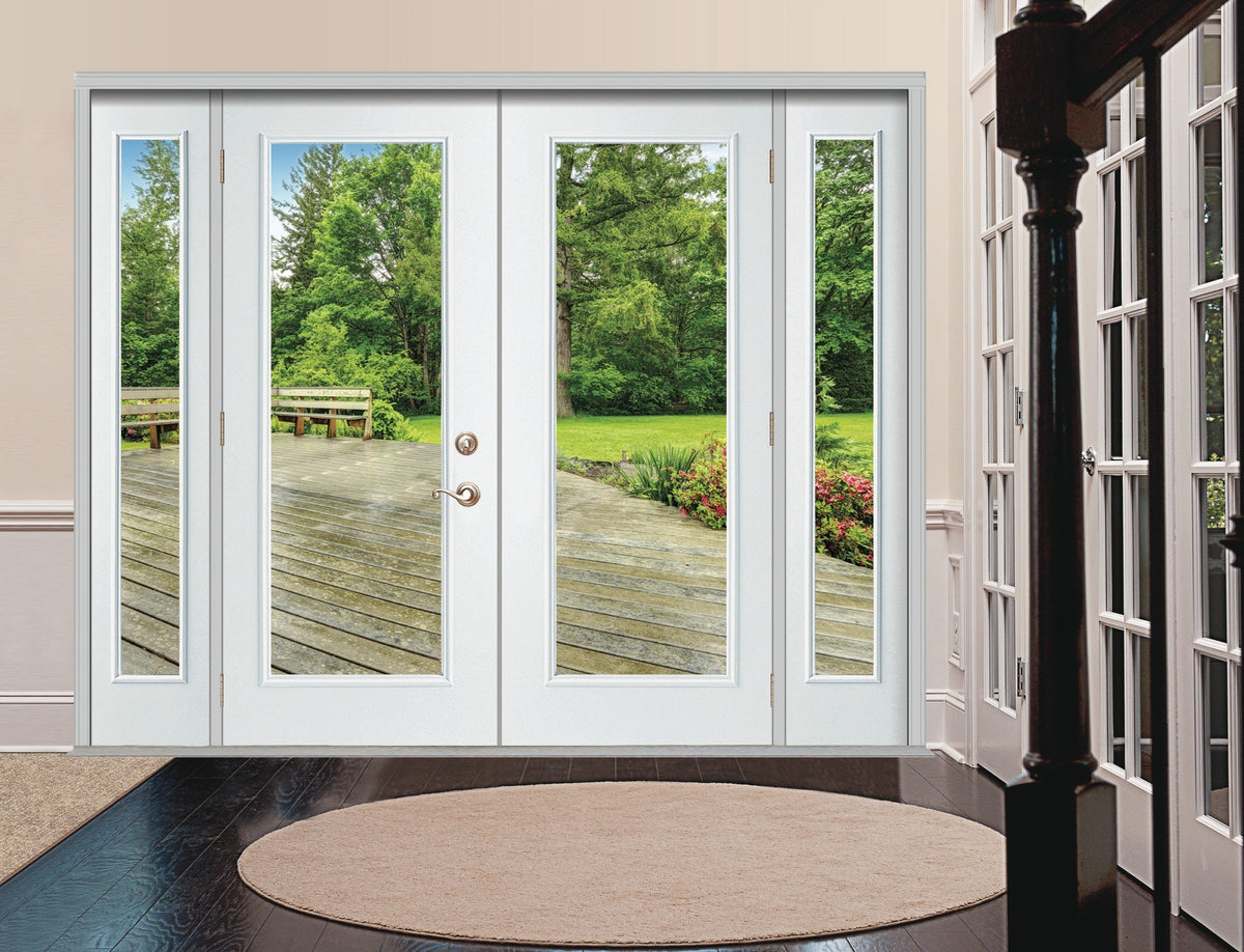 RELIABILT 96-in x 80-in Steel French, Right-hand inswing – installed room view