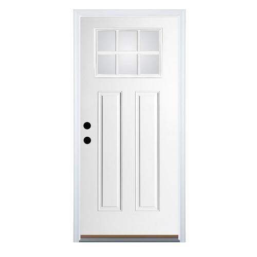 Therma-Tru Benchmark Doors 32-in x 80-in Fiberglass Craftsman Right-Hand Inswing Black Painted Prehung Single Front Door Brickmould Included - Super Arbor