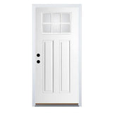 Therma-Tru Benchmark Doors 32-in x 80-in Fiberglass Craftsman Right-Hand Inswing Black Painted Prehung Single Front Door Brickmould Included - Super Arbor