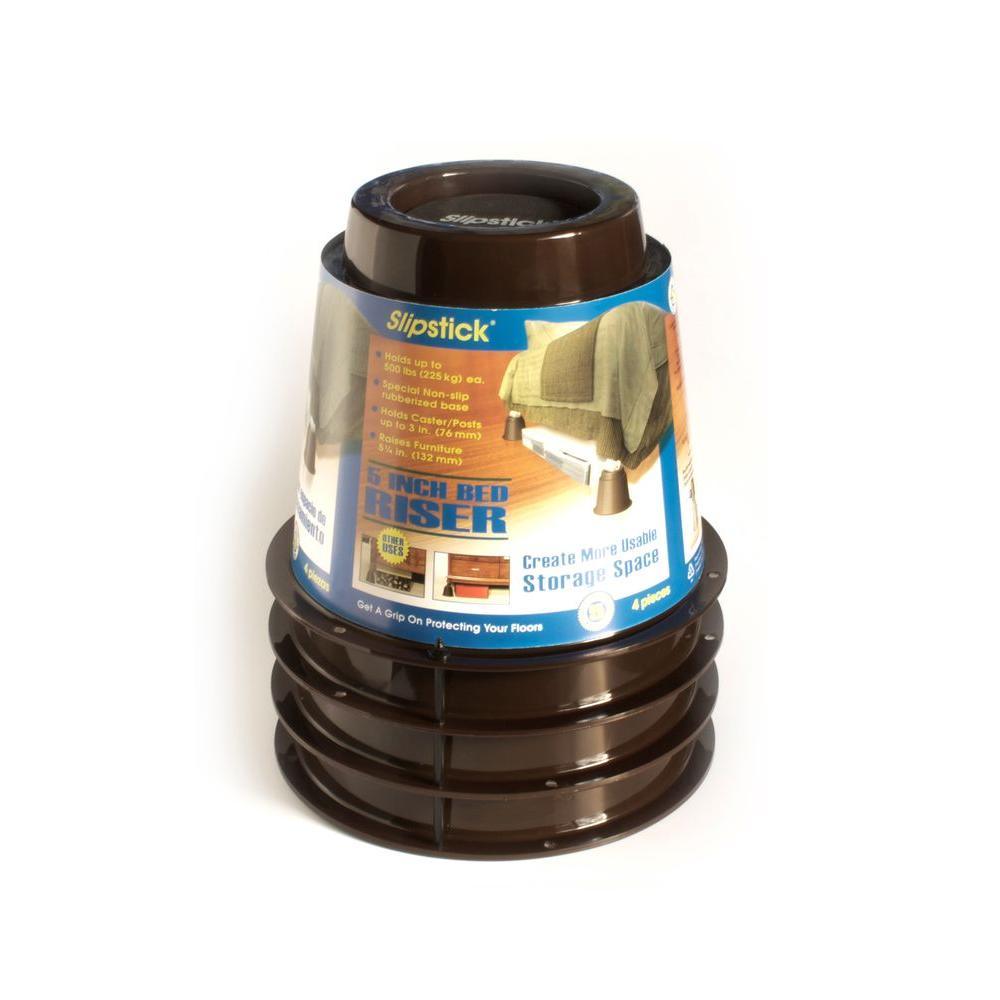5 in. Extra Storage Under-Bed Risers Chocolate (Set of 4) - Super Arbor