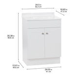 Project Source 24.5-in True White Single Sink Bathroom Vanity with White Cultured Marble Top, Dover Collection