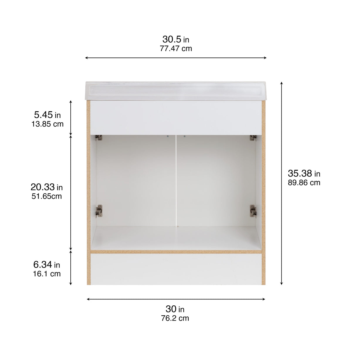 Project Source Dover 30.5-in True White Single Sink Bathroom Vanity with White Cultured Marble Top