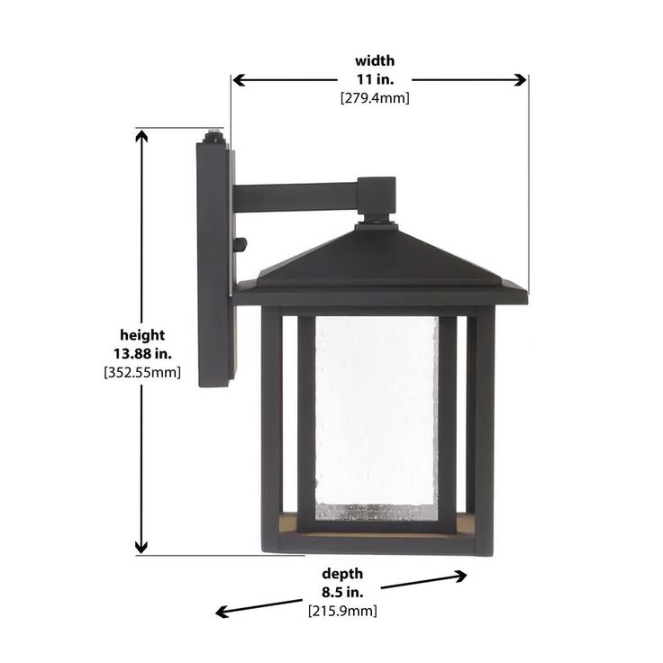 Black Outdoor Seeded Glass Dusk to Dawn Wall Lantern Sconce
