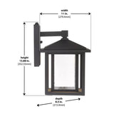 Black Outdoor Seeded Glass Dusk to Dawn Wall Lantern Sconce