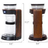 Shine Automatic Pour Over Coffee Machine with 2 Cup Double Wall Glass Carafe, Black with Wood Finish