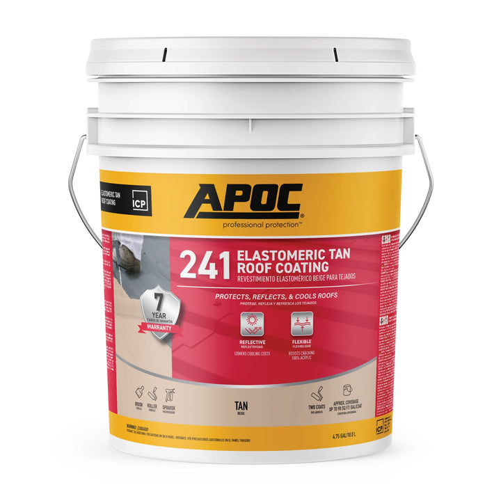APOC 241 Elastomeric Reflective Roof Coating, Tan, 4.75-Gallon (7-Year Warranty)
