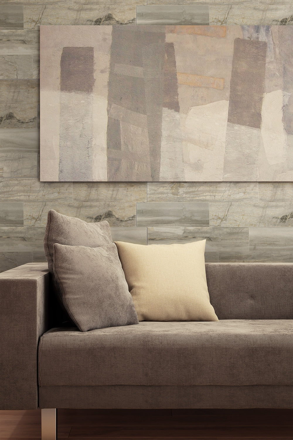 Elida Ceramica Ledgewood Stone 12-in x 24-in Glazed Porcelain Linear Wood Look Wall Tile