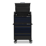 24 in. x 36 in. 10-Drawer Tool Chest and Cabinet Combo with Power and USB Outlets in Black and Blue - Super Arbor
