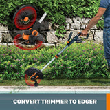 Worx POWER SHARE 20-Volt 12-in Cordless Grass Trimmer/Edger, Wheeled Edging, Command Feed (Bare Tool)