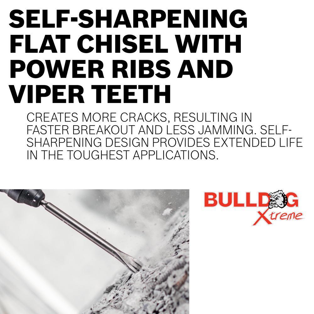 Bulldog Xtreme 1-1/2 in. x 10 in. SDS-Plus Hammer Steel Self-Sharpening Tile Chisel - Super Arbor