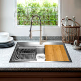 AKDY All-in-One 33-in x 22-in Brushed Stainless Steel Single Bowl Drop-In 1-Hole Residential Kitchen Sink All-in-One Kit