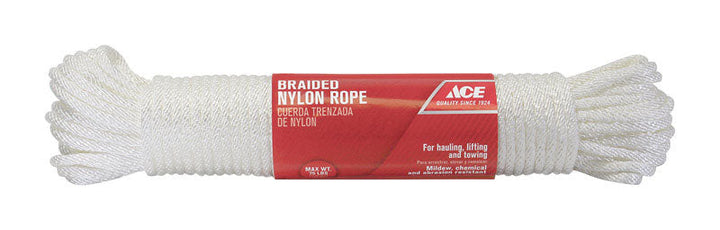 Ace 1/4 in. Diameter x 100 ft. White Solid-Braided Nylon Rope
